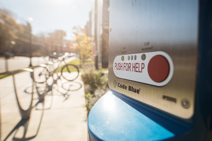 Lehigh Emergency Code Blue pole on campus