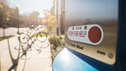Lehigh Emergency Code Blue pole on campus